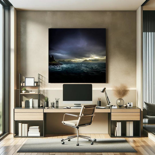 iLovePrints Stormy Sea Mountains Gemälde 90x90