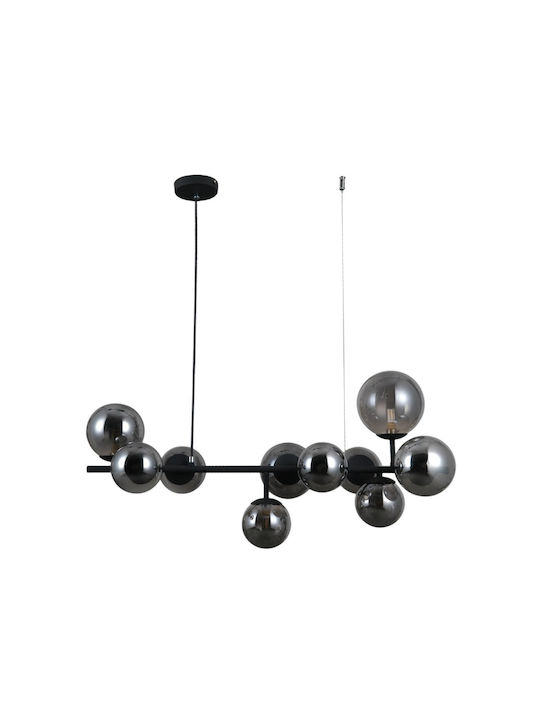 Italux Adjustable Pendant Light Black for 10 Bulbs G9