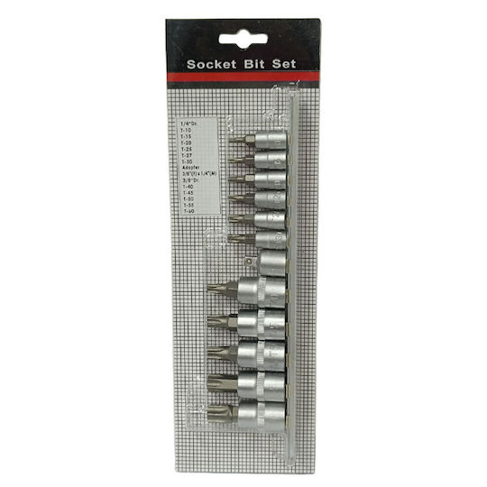 Καρυδάκια με Μύτες Torx και Καρέ Υποδοχής 1/4'', 3/8'' Σετ 13τμχ