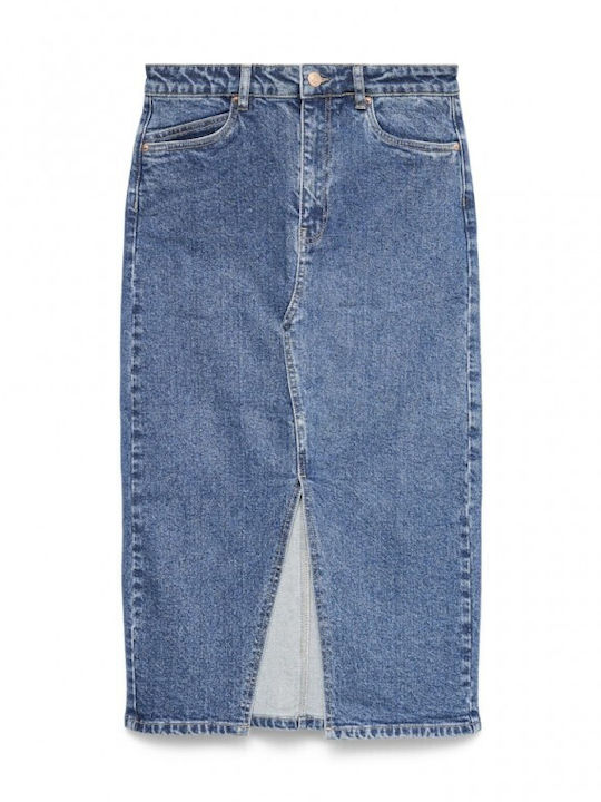 Veri Τζιν Ψηλόμεση Midi Φούστα Medium Aged Denim