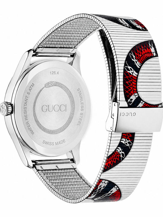 Gucci Γυναικείο Ρολόι 28mm Μπαταρίας με Ασημί Μεταλλικό Μπρασελέ