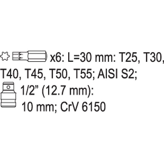 Yato Socket with Motor Torx and Socket 1/2'' Set 7pcs