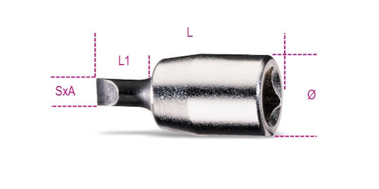 Beta Cheie tubulară cu Vârf Plat și Patrat de Prindere 1/4'' Dimensiune 10x28mm 1buc