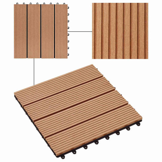 vidaXL Wood Garden Flooring Tile 30x30cm 22 Pieces