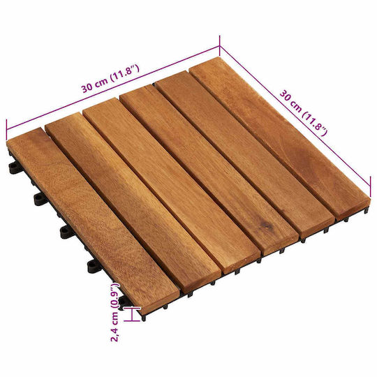 vidaXL Wood Garden Flooring Material 30x30cm 30 Pieces