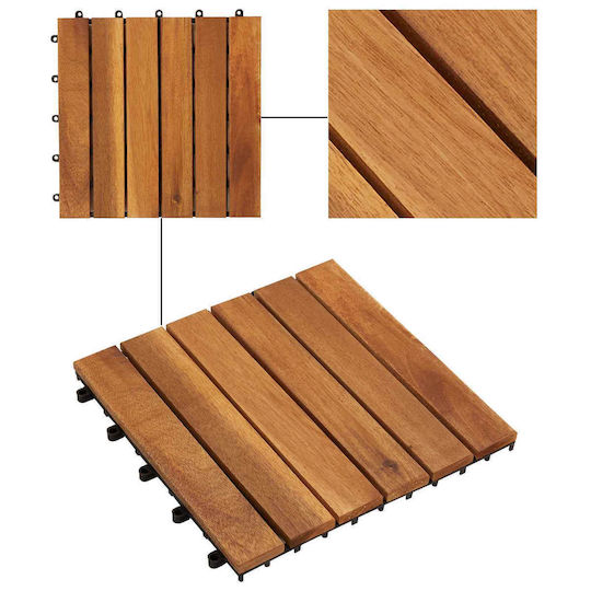 vidaXL Wood Garden Flooring Material 30x30cm 30 Pieces