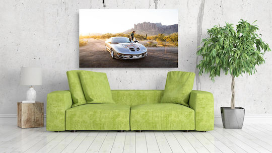 Πίνακας Man Sports Car At Sunset In Desert Άνδρας Σπορ Αυτοκίνητο Στο Ηλιοβασίλεμα Στην Έρημο 100x70