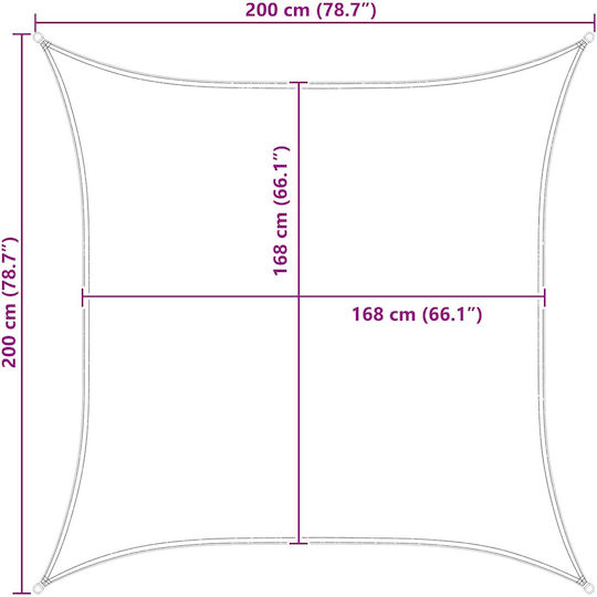 vidaXL Plasă / Pânză De Umbrire Pătrată Galbenă Cu Strat PU 2x2m