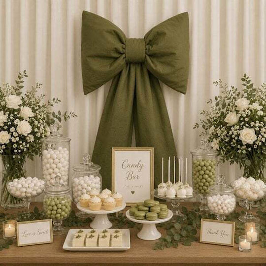 Ntampoudis Baptism Candle Decoration Olive 60x100cm