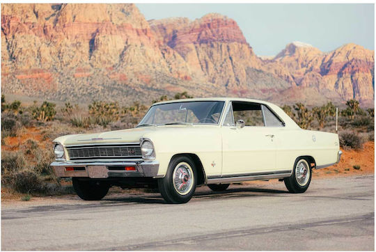 Painting Vintage Car In Desert Landscape Vintage Car In Desert Landscape 65x40