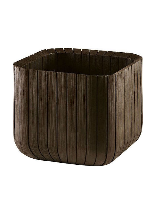 Flower Pot Cube Planter M Brown
