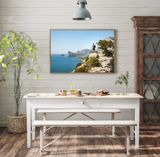 Πίνακας Hiker Overlooking Sea Rocky Mountains Πεζοπόρος Θέα Στη Θάλασσα Βραχώδη Όρη 170x115
