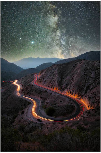 Painting Winding Road Under Stars Road Curves Under Stars 80x120