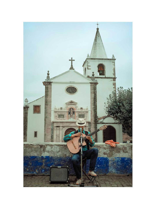 Панел Street Musician In Front Church Музикантът На Улицата Пред Църква 100x150