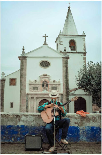 Painting Street Musician In Front Of Church Musician Of The Street In Front Of Church 100x150