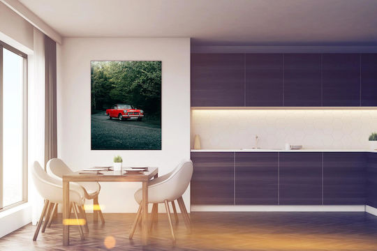 Painting Vintage Red Car In A Forest Vintage Red Car In A Forest 40x65