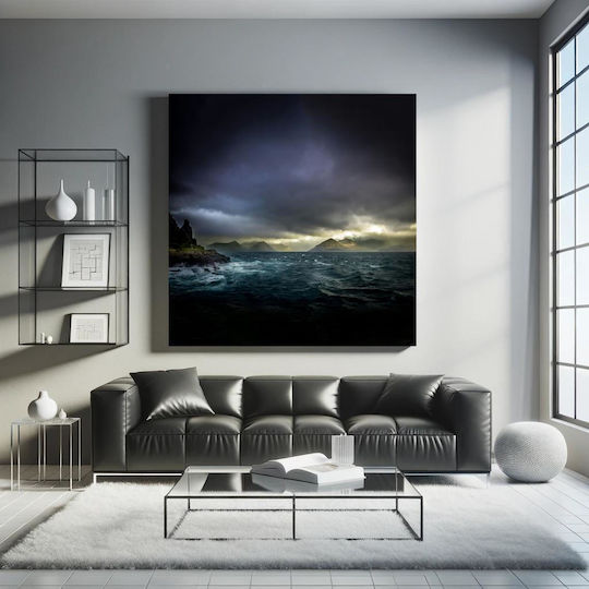 Πίνακας Stormy Sea Mountains Θυελλώδης Θάλασσα Βουνά 80x80