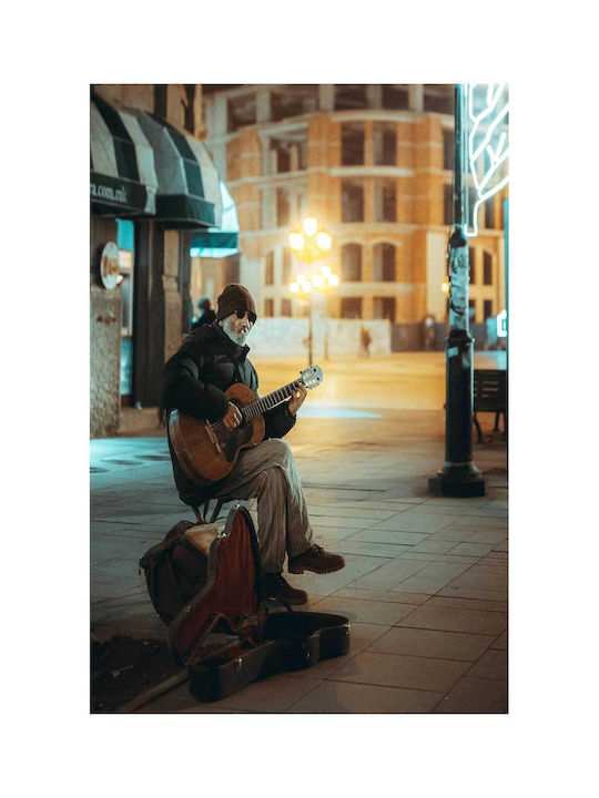Панел Street Musician At Night Музикантът На Улицата В Нощта 80x120