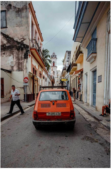 Painting Orange Car On A Vintage Street Orange Car On A Vintage Street 40x65