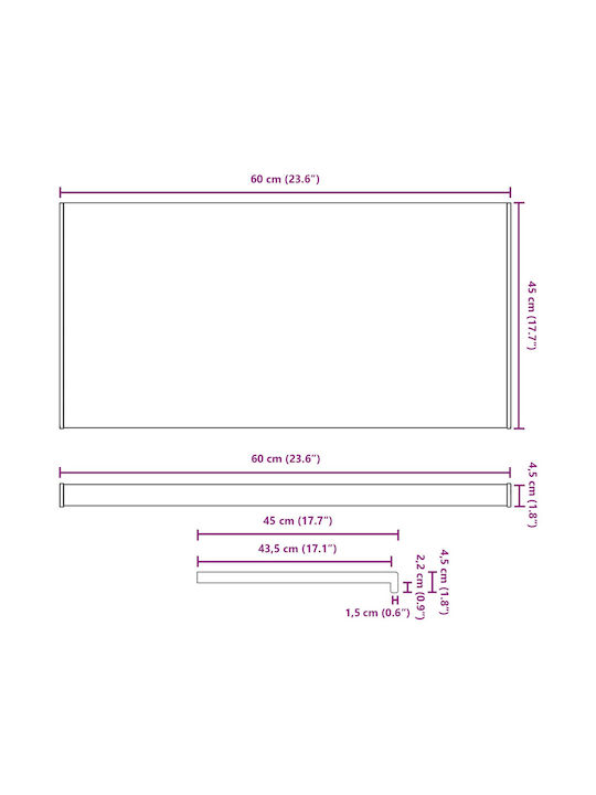 vidaXL Περβάζι Παράθυρου Ξύλινο Π60xΥ45cm
