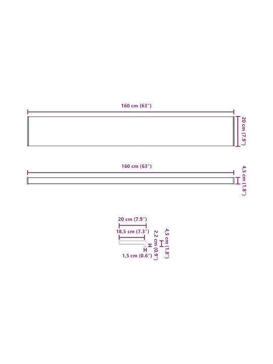 vidaXL Перваз на Прозорец PVC Ш160xВ20cm