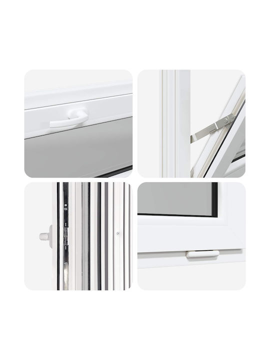 vidaXL Hinged PVC Window W80xH40cm