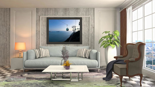 Painting Cable Cars Over Ocean Cable Car Over Ocean 65x40