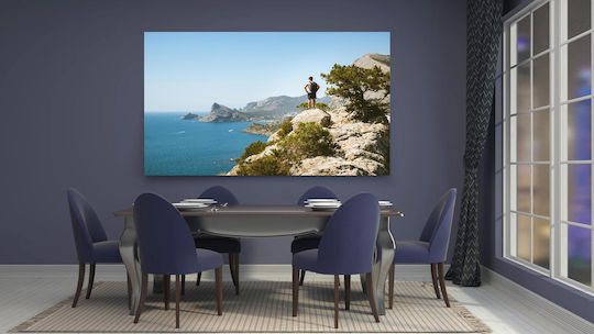 Панел Hiker Overlooking Sea Rocky Mountains Пешоходец Гледка Към Морето Скалисти Планини 100x70