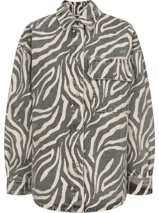 Long Women's Jean Jacket Animal Print