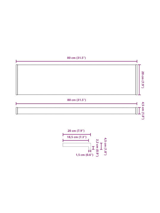 vidaXL Holzrahmen Fensterbank P80xH20cm