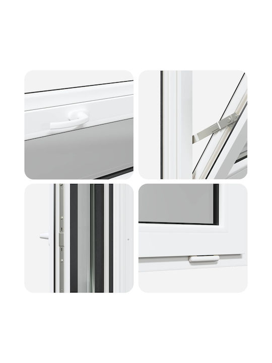 vidaXL Hinged PVC Window W80xH40cm