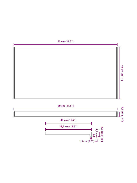 vidaXL Περβάζι Παράθυρου Ξύλινο Π80xΥ40cm