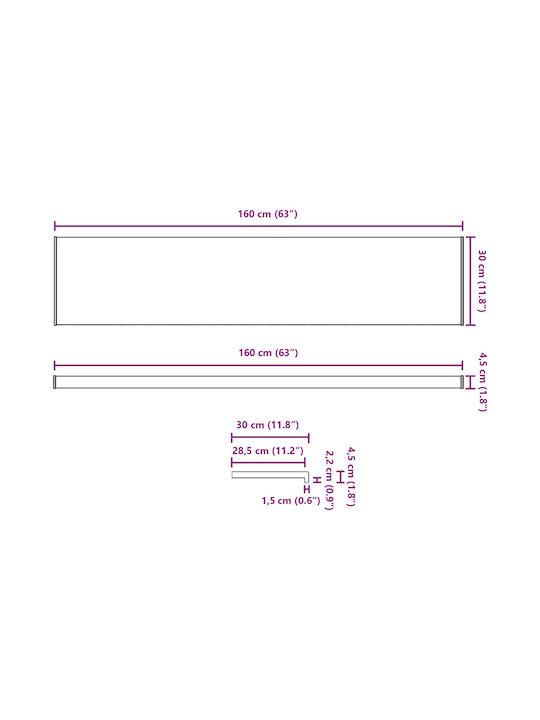 vidaXL Pervaz Fereastră Lemn L160xÎ30cm