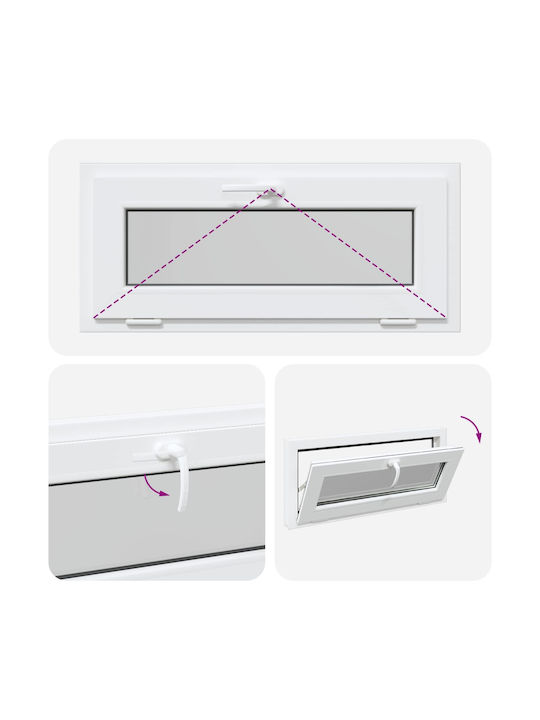 vidaXL Hinged PVC Window W90xH40cm