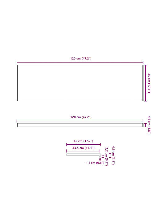 vidaXL Pervaz Fereastră PVC L120xÎ45cm