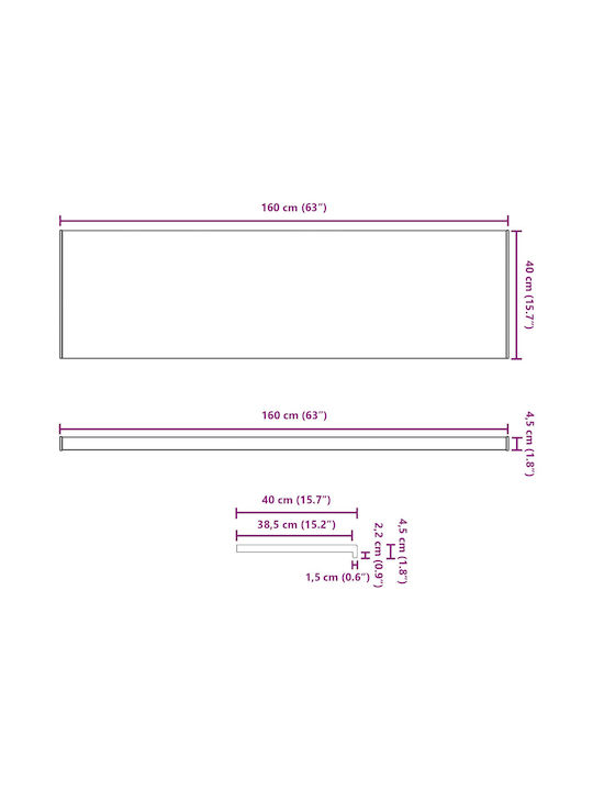 vidaXL Window Sill PVC W160xH40cm