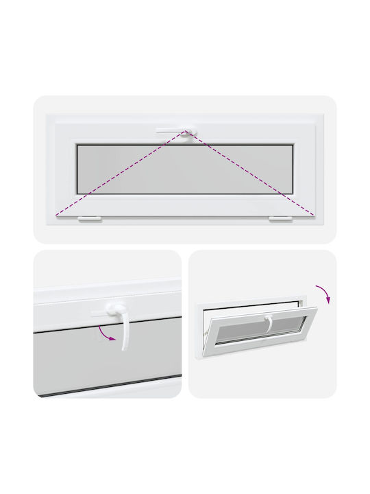 vidaXL Hinged PVC Window W110xH40cm