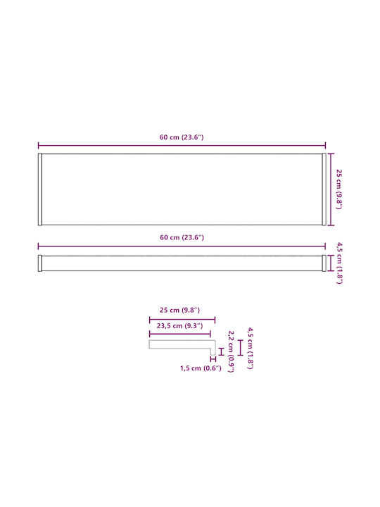vidaXL Wooden Window Sill W60xH25cm