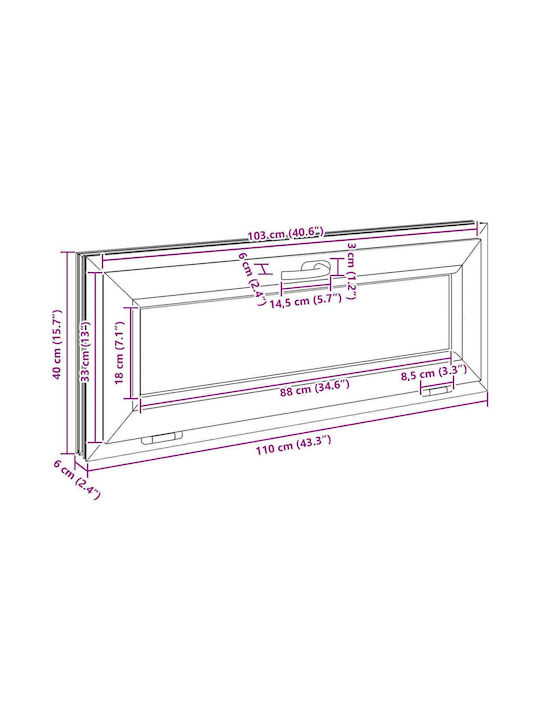 vidaXL Ανοιγόμενο Παράθυρο PVC Π110xΥ40cm