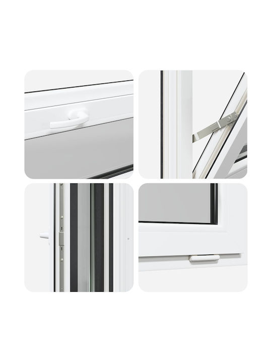 vidaXL Hinged PVC Window W80xH40cm