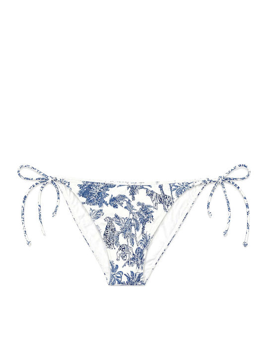 Slip Bikini Cu Dantelă Albastru Deschis