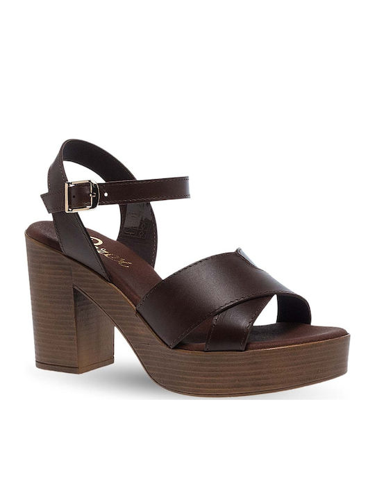 Parex Women's Sandals Crossed Strap Front Brown