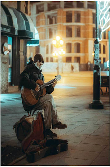 Painting Street Musician At Night Musician Of The Street At Night 100x150