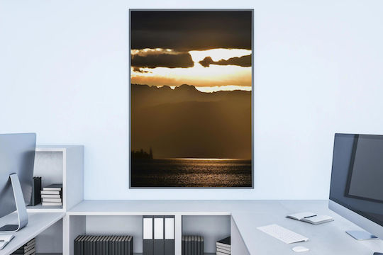 Painting Sunset Over Mountains Sea 70x100