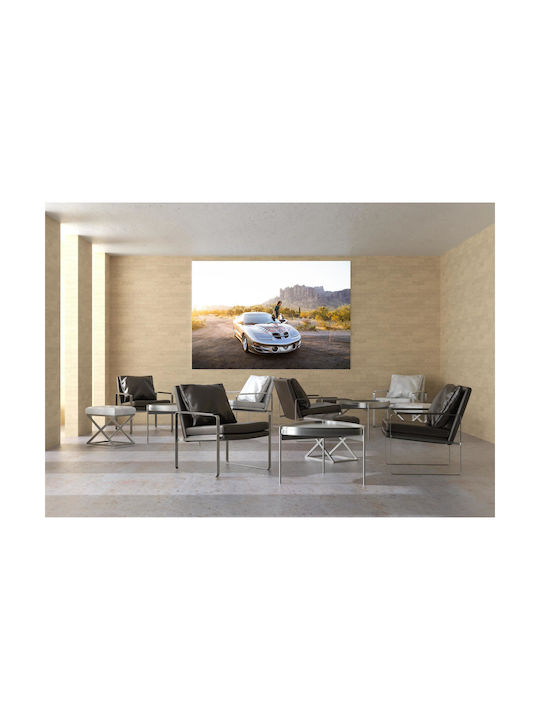 Painting Man Sports Car At Sunset In Desert 90x60