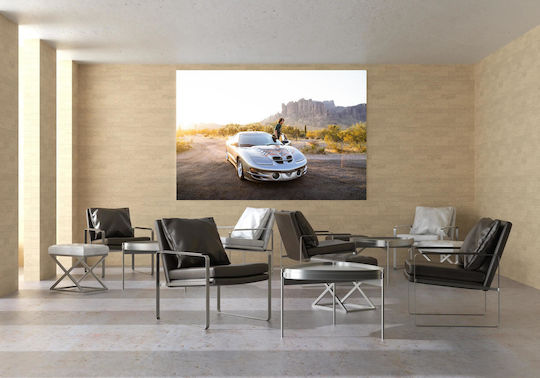 Πίνακας Man Sports Car At Sunset In Desert Άνδρας Σπορ Αυτοκίνητο Στο Ηλιοβασίλεμα Στην Έρημο 90x60