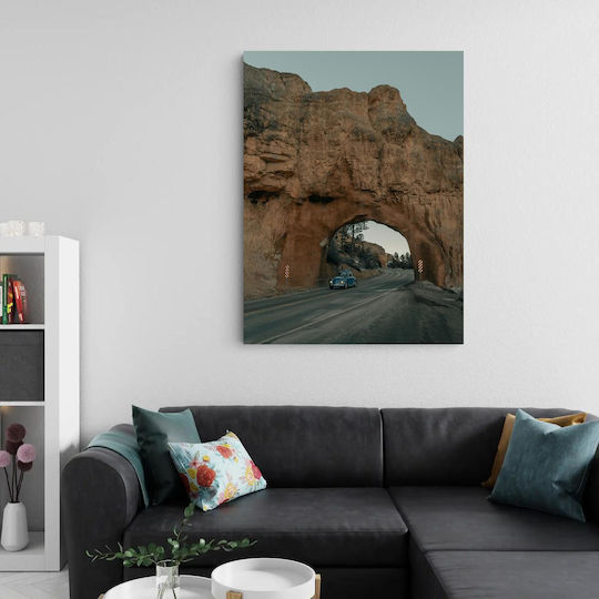 Панел Car Through Rock Arch Автомобил Вътре В Каменна Арка 40x65