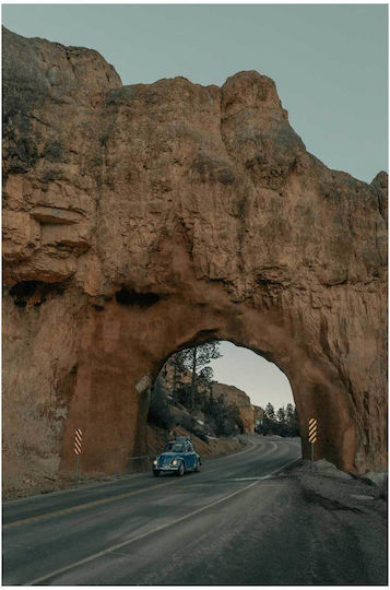 Панел Car Through Rock Arch Автомобил Вътре В Каменна Арка 40x65