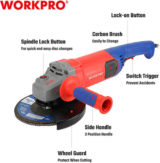 WorkPro Τροχός 180mm Ρεύματος 2200W