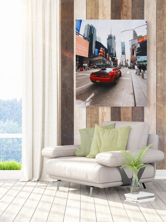 Панел Red Car В Градски Пейзаж Червена Колa В Градски Пейзаж 50x80